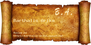 Barthalis Arika névjegykártya